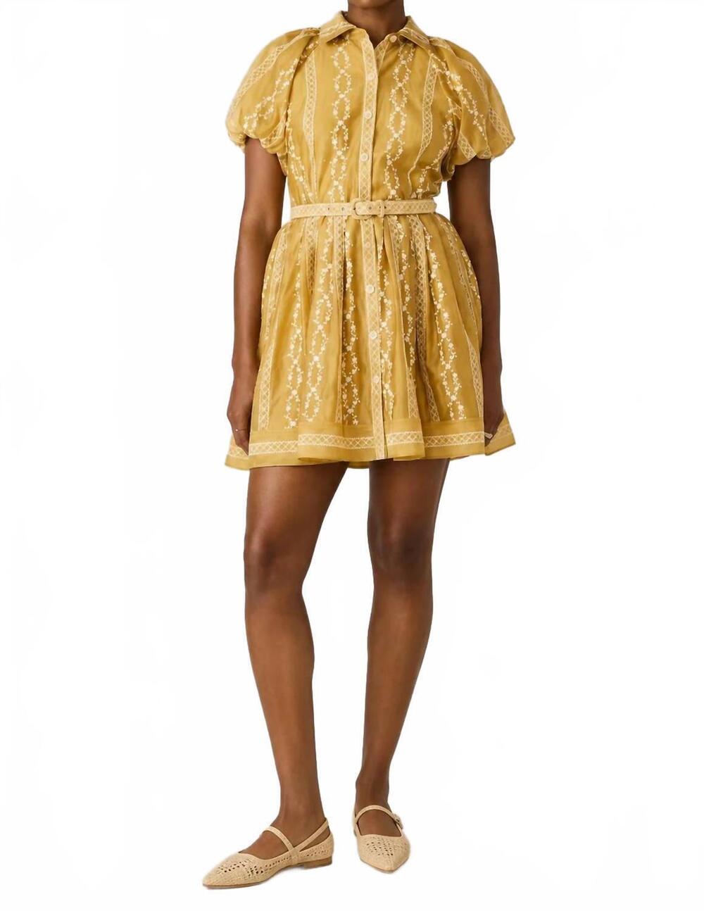 NEW STEVE MADDEN daisy button-front dress in golden yellow